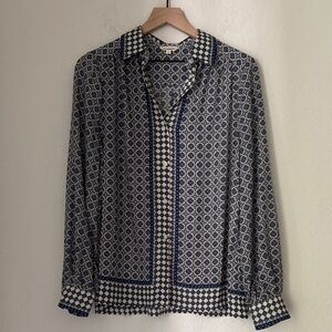 MAX STUDIO BLUE&WHITE pattern button down women size Large